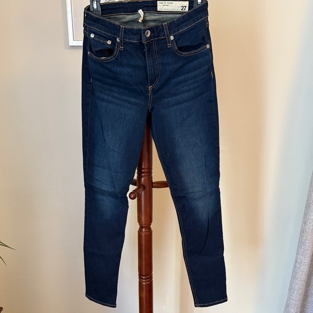 Rag & Bone Dark Denim Low Rise Skinny Jeans